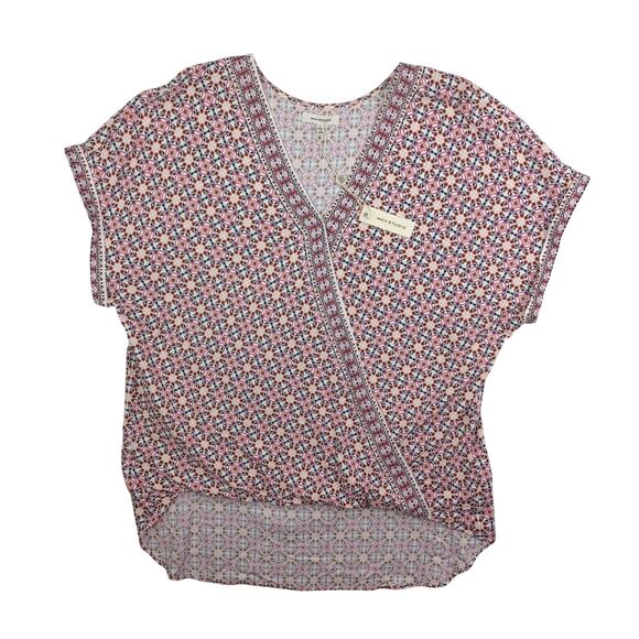 Max Studio Tunic Top Women Large Multi Geometric Hi-Low Boho Blouson Boxy Hippie - Picture 5 of 12